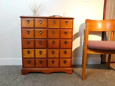 Vtg 1970's Solid Cherry Spice Apothecary Chest 10 Drawers Cupboard Cabinet • $375