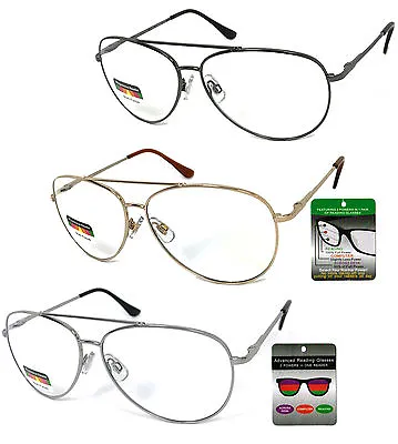 Multi Focal Reading Glasses 3 Strengths In 1 Reader Pilot Spring Hinges • $13.95