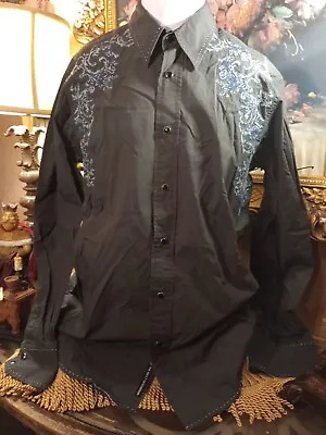 PETROL Men's Long Sleeve Embroidered Pearl Snap Western Shirt Size Medium  • $15.77