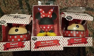 Disney Store Minnie Mouse Mini Speaker Portable Rechargeable & 2 Magnets NIB • $18