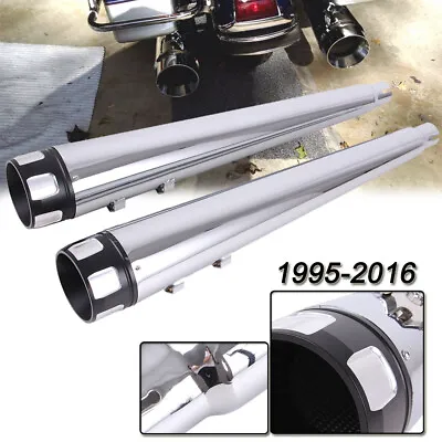 DNA 4  Chrome Megaphone Mufflers Exhaust Slip-On For Harley Touring 1995-2016 • $155.99