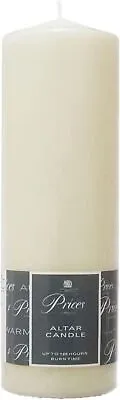 Prices Tall Altar Pillar Church Candle 250 X 80mm Unscented Smokeless Non Drip • £9.69