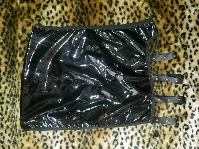 Nwt Dolls Kill Patent Leather Mini Peekaboo Studs Skirt Pvc Fetish Vinyl Goth  M • $25