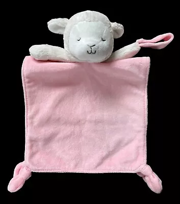 Carters Lamb Lovey Pink Plush Security Blanket W Knots Knotted Pacifier Holder • $10.44