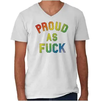 $12.99 • Buy Proud AF Gay Pride Clothing LGBTQ Cute Gift V-Neck T Shirts Tees For Men Women