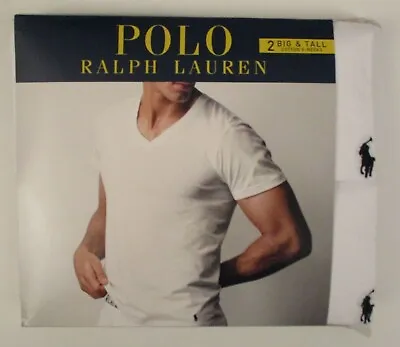 2 Polo Ralph Lauren 2xl 3xl 4xl Cotton White Black V Neck T-shirts Undershirts • $39.80