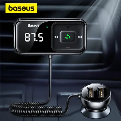 Baseus Wireless FM Transmitter Bluetooth 5.0 USB Car Charger Handsfree Aux Kit • $22.99