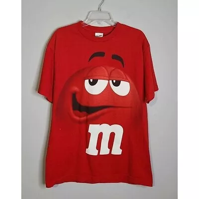 $9 • Buy M&M Brand Mars Candy Silly Character Face Adult Red T-Shirt Size Large