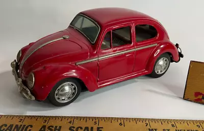 Vintage Tin Mada TAIYO Japan Red VOLKSWAGEN Bug VW Beetle Bump 'n Go • $69.50