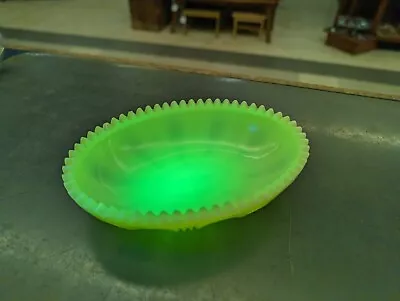 Vintage Custard Uranium Vaseline Glass Candy Trinket Dish Small Bowl Antique • $12.50