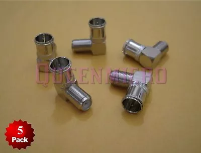 5 X F Type Push-On Right Angle Quick Coaxial Adapter Male To Female Connector V2 • $8.95