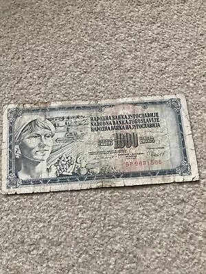 Yugoslavia  1000 Dinar Socialist Yugoslav Communist Banknote • £0.99