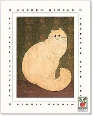 Art Print~WHITE PERSIAN CAT~Warren Kimble~cats Kittens~folk Primitive 8x10 • $11.49