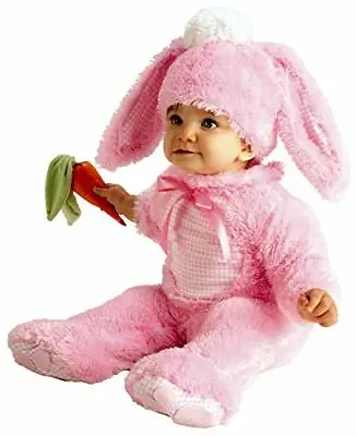 Precious Pink Baby Girl Rabbit Costume  6-12 Months  Jumpsuit Hat And Rattle • £15.90