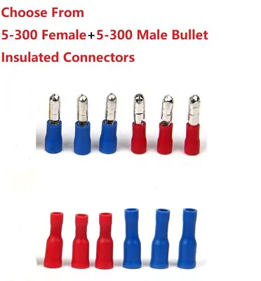 Choose From 5 Pairs Insulated Bullet Connector Crimp Terminals For Wring Cable • £2.05
