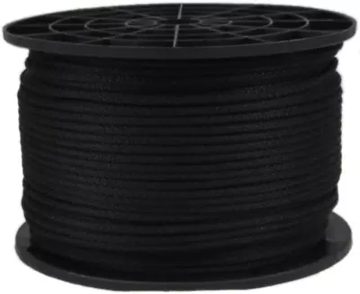 500 Foot Spool Black Dacron Polyester Cord - 1/8 Inch Solid Braid Industrial G • $57.99