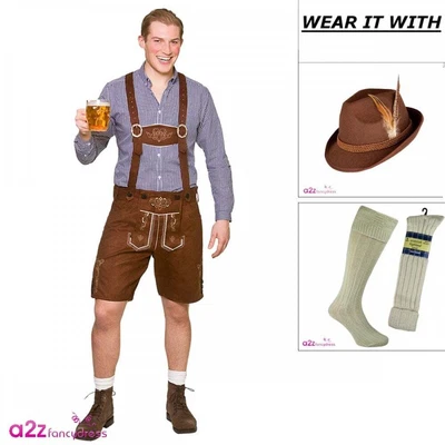£30.99 • Buy Mens Lederhosen W/Hat/Socks Options Bavarian Beer Guy Oktoberfest Fancy Dress