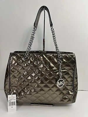 Michael Kors Susannah Large Quilted Leather Tote - Nickel Silver • $189.99