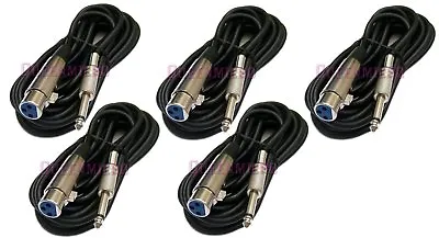 5x 25Ft XLR 3Pin Female To 1/4  Mono Plug Mic Microphone Cable Pack Lot 25 Foot • $42.95