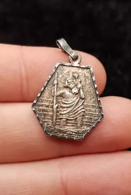 Old Vintage Sterling 925 Silver St. Christopher Pendant. Saint. Religious. • £29.50