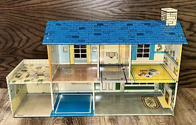 Vintage Marx Tin Two Story Dollhouse With Furniture • $89.99