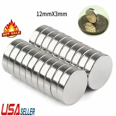 2-50X  N52 12mm*3mm Super Strong Round Disc Magnets Rare-Earth Neodymium Magnet • $7.89