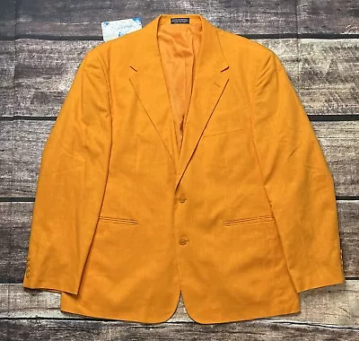 John Blair Orange Linen Blend Sports Coat Blazer Jacket Men's Size 50 • $39.89