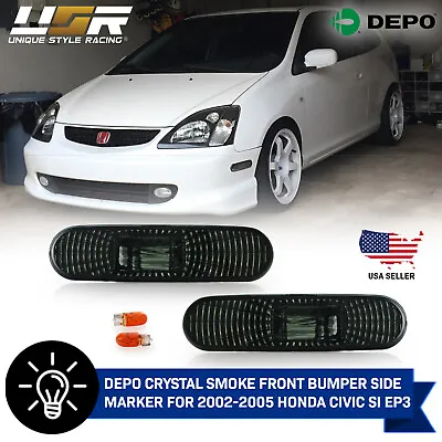 DEPO Smoke Bumper Side Marker Lights For 2002-2005 Honda Civic Si EP3 / EP 3DR • $24.95