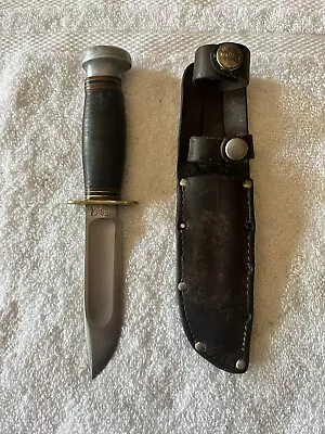 Vintage Marbles Gladstone Fixed Blade Knife 4 1/8  Blade W Marbles Sheath • $99