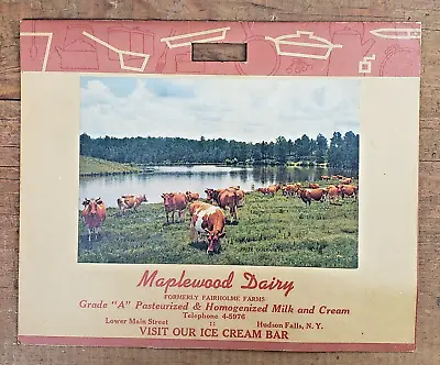 Vintage 1950s Calendar Cover  MAPLEWOOD DAIRY. HUDSON FALLS NY Ice Cream Cows • $12.95