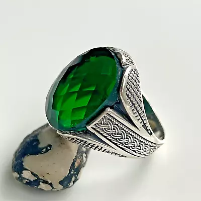 Mens Handmade Ring Turkish Handmade Silver Ring Mens Ring 925k Silver 5-15 • £48.26