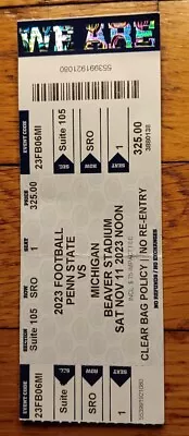 2023 Penn State Vs Michigan Wolverines Football Ticket Stub Creased • $19.99