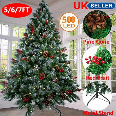 £34.99 • Buy 5/6/7FT Snow Flocked Christmas Tree Bushy Branch Xmas Home Decoration In&Outdoor