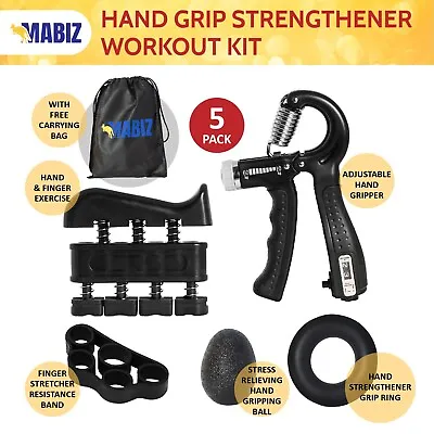 $24.99 • Buy Hand Grip Strengthener Kit (set Of 5) Stress Reliever Finger Stretcher 