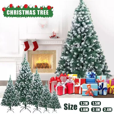 1.5M/1.8M/2.1M/2.4M Artificial Snowy Christmas Tree Pine Cones Bushy Xmas Decor • $35.99