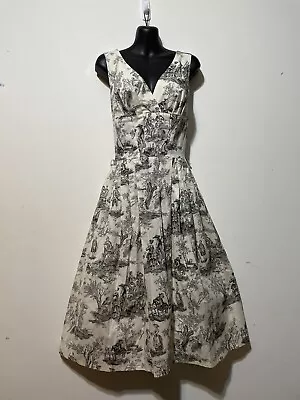 Vanity Project By Limb Size 10 12 Cotton Fit & Flare Dress Skeleton Goth Toile • $38.53