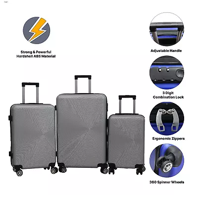 Luggage Hard Shell - Cabin Suitcase 4 Wheel Travel-Trolley Lightweight Case • £24.99