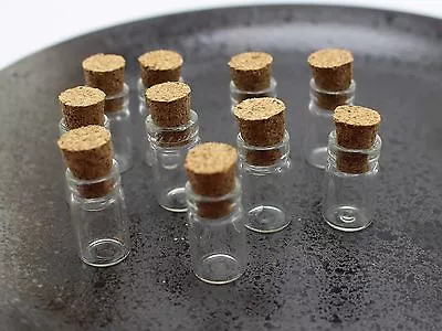 20 Mini Empty Glass Cork Bottles Pendant Vials Wish Charms Clear 10X18mm (0.5ml) • $3.39