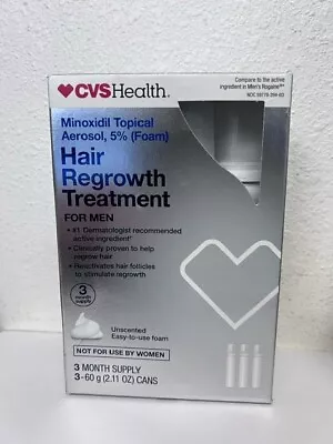 CVS Hair Regrowth Topical Solution Men 5% Minoxidil 3 Month Supply Exp 7/2024 • $24.99