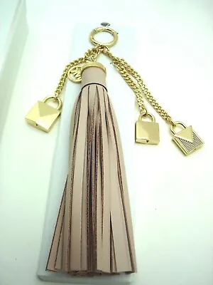 NWT Michael Kors Key Tassel Charm Mercer Locks Leather Sof Pink Gold Tone  • $38