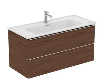 Ideal Standard Strada Ii 1000mm Wall Hung Vanity Unit With 2 Drawers Dark Walnut • £465