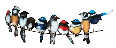 BIRDS ON THE WIRE Metal Wall Art  Suitable For Indoor And Outdoor 72 Cm X 20 Cm • £39.97