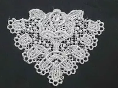 2 Pc White Rose Triangle Sew On Venise Lace Applique Patch 3.5 X 2.75  • $3.59