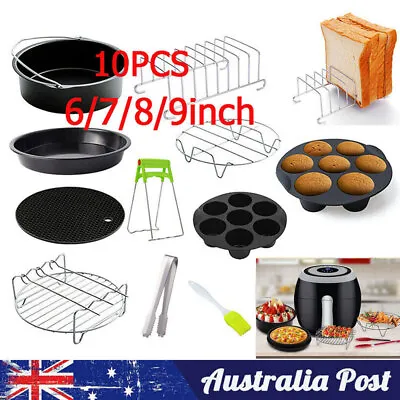 6-9  Air Fryer Accessories Rack Cake BBQ Oven Barbecue Frying Pan Tray Cage Pot • $52.24