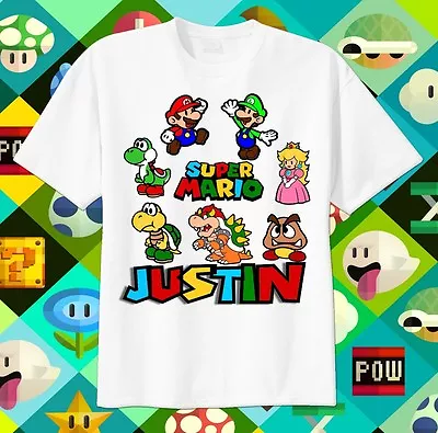 Super Mario Brothers Custom T-shirt Personalize Tshirt Birthday Gift Tee Bros • $12.50