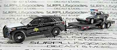 Greenlight Texas Police 2020 FORD EXPLORER & 1993 MUSTANG LX SSP W/Trailer Set • $39.95