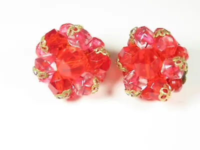 Lovely Vintage Christmas Earrings Red Cluster Beaded West Germany C5469 • $7.96