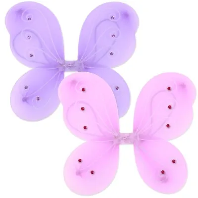£6 • Buy Pink/Lilac CHILDRENS FAIRY WINGS Girls Fancy Dress Up Party Glitter Gem Costume