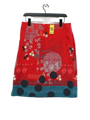 White Stuff Women's Midi Skirt UK 12 Red Linen With Cotton Polyester A-Line • £14.30