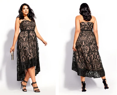 $49.99 • Buy City Chic Ladies Strapless Embroidery Attraction Dress Size 14 XS Black Nude